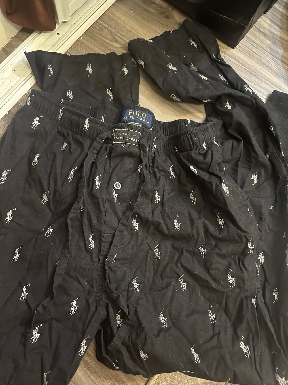 Polo by Ralph Lauren Black Boxer Shorts with White Polo Player Motif